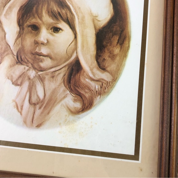 Vintage Wood Framed Art Print Signed Artist Vel Miller Young Cowboy Girl 1970s - Picture 5 of 11